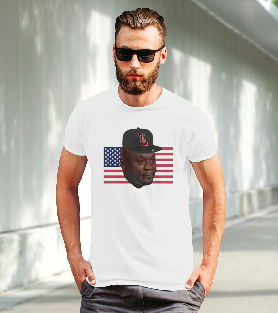 Michael Jordan Crying Meme USA Flag LL Cap T-Shirt