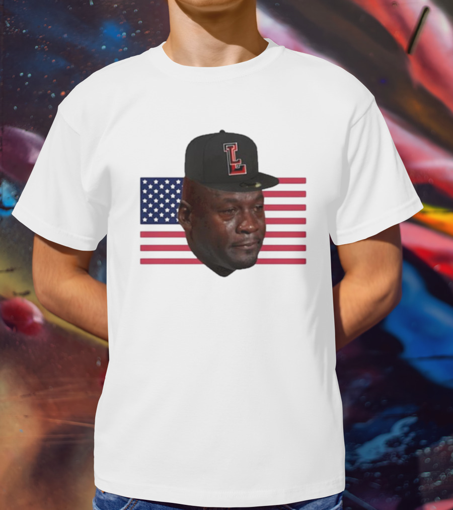 Michael Jordan Crying Meme USA Flag LL Cap T-Shirt