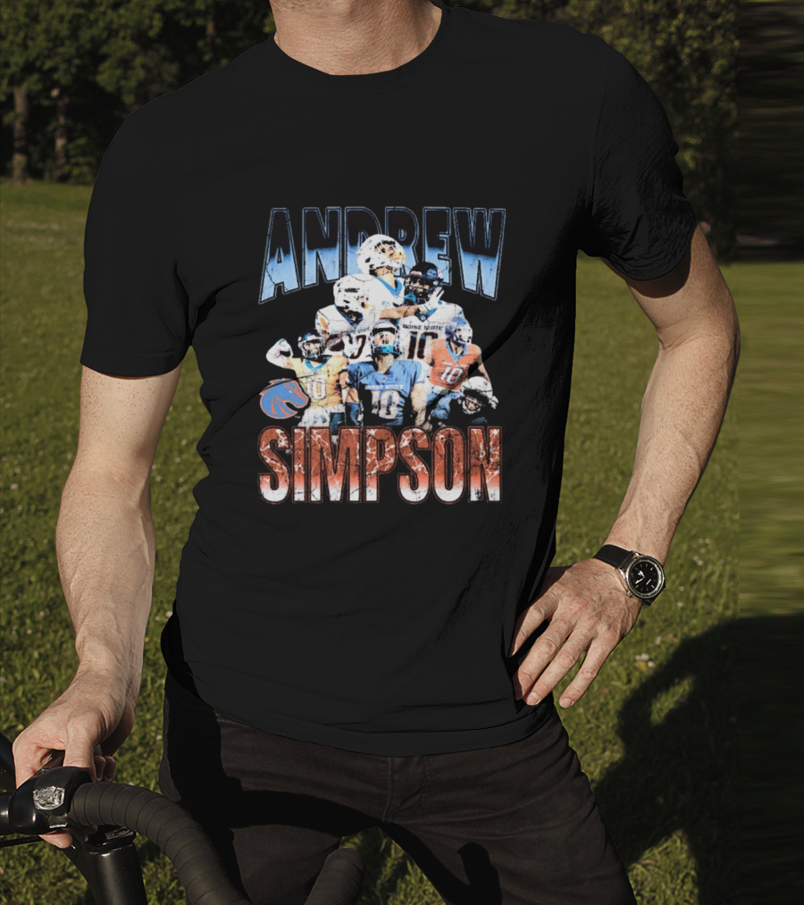 Andrew Simpson Boise State Broncos Football Throwback 90s Players T-Shirt