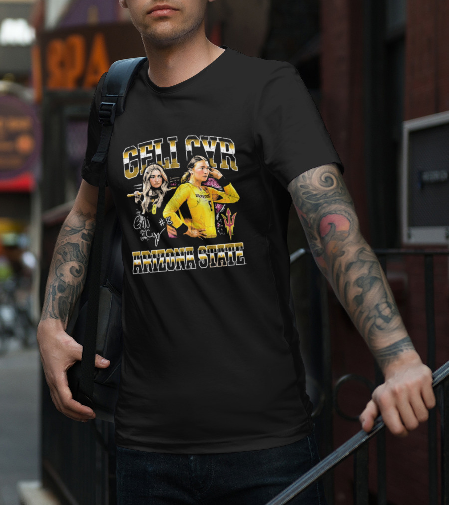 Geli Cyr Arizona State Sun Devils Yellow Jersey #8 Volleyball Retro 90s T-Shirt