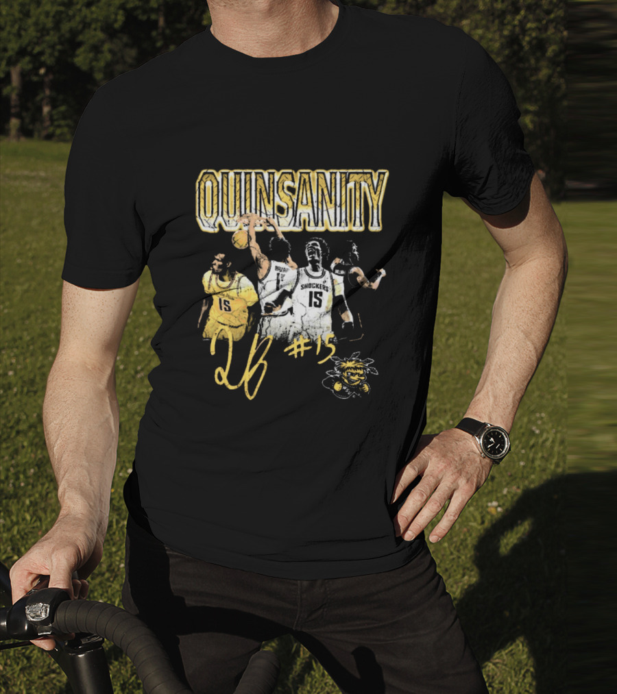 Quinsanity QB #15 Wichita State Shockers Basketball 90s Washed Signature T-Shirt