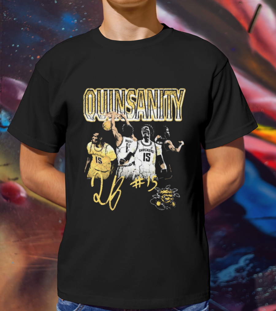 Quinsanity QB #15 Wichita State Shockers Basketball 90s Washed Signature T-Shirt