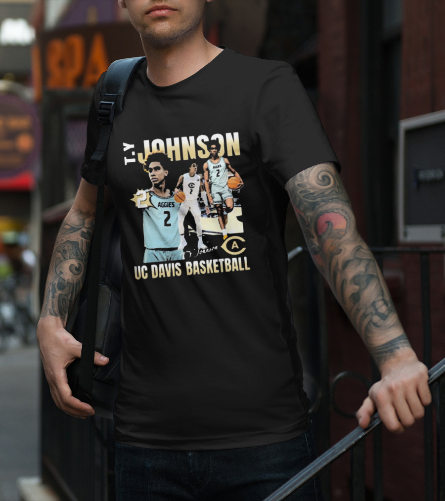 T.Y. Johnson UC Davis Aggies Basketball Number 2 Signature T-Shirt