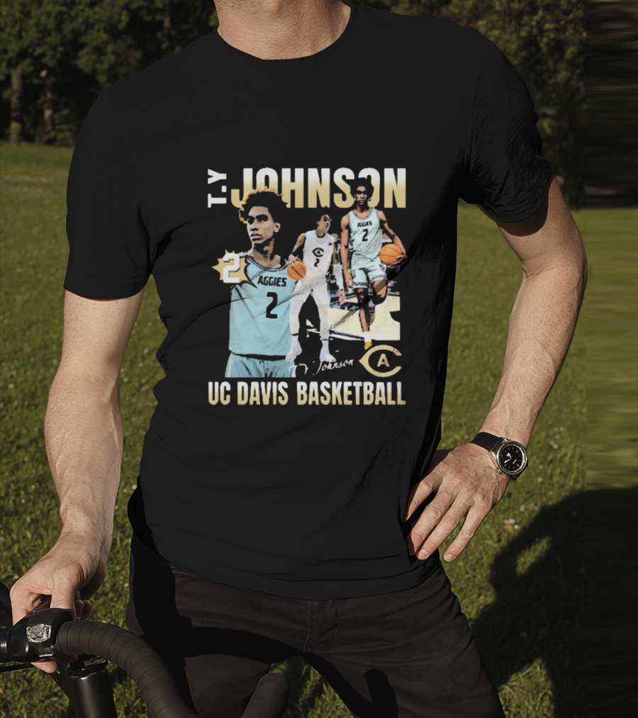 T.Y. Johnson UC Davis Aggies Basketball Number 2 Signature T-Shirt
