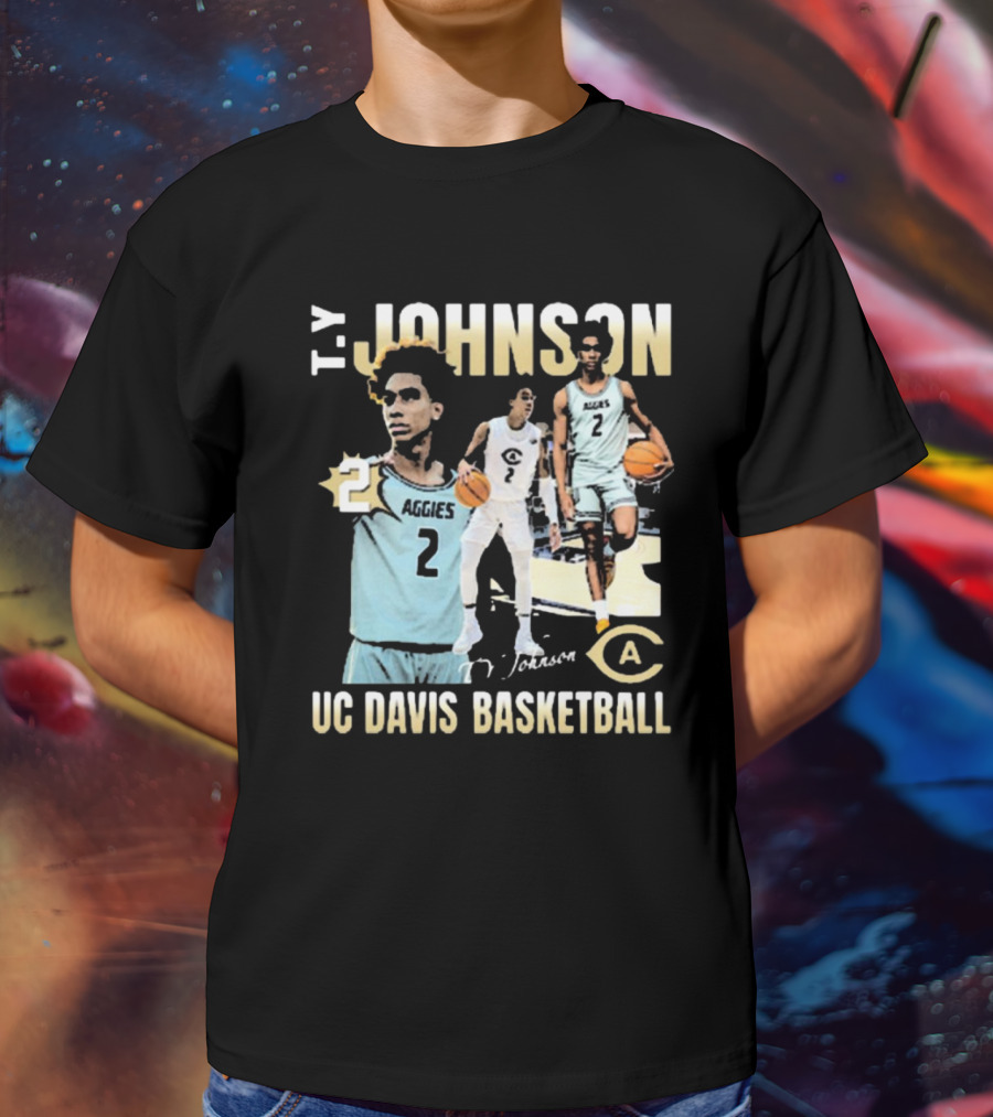 T.Y. Johnson UC Davis Aggies Basketball Number 2 Signature T-Shirt