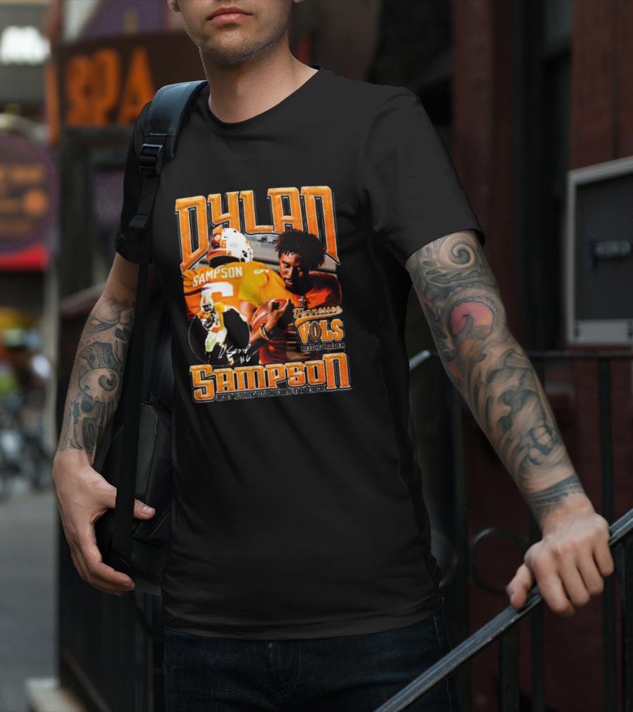 Dylan Sampson Tennessee Vols Record Holder Most Rushing Touchdowns In A Season Vintage Icon Signature T-Shirt