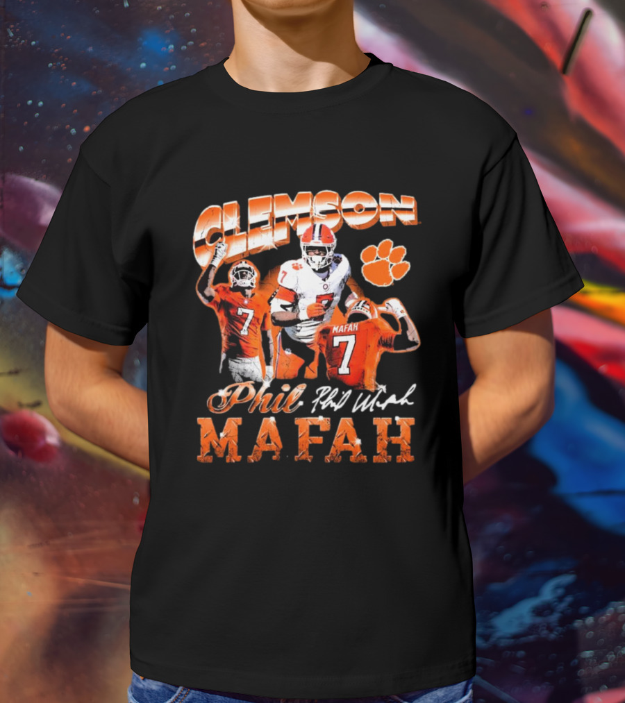 Clemson Tigers Phil Mafah 90s Retro Signature 7 T-Shirt