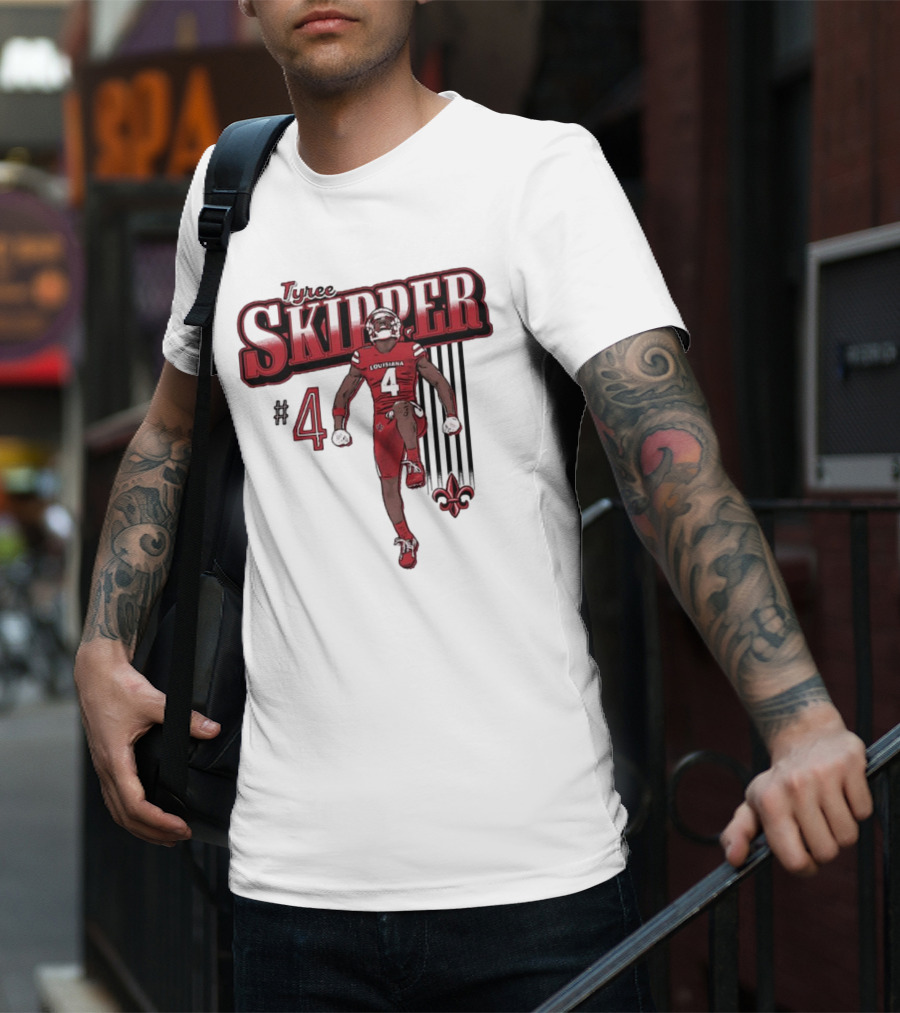 Tyree Skipper #4 Louisiana Ragin’ Cajuns Football Fleur-de-Lis T-Shirt