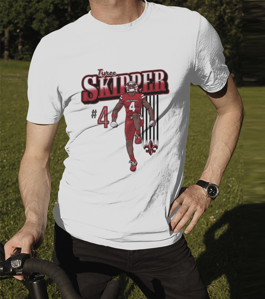 Tyree Skipper #4 Louisiana Ragin’ Cajuns Football Fleur-de-Lis T-Shirt