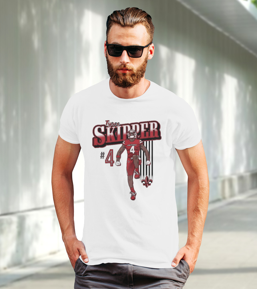 Tyree Skipper #4 Louisiana Ragin’ Cajuns Football Fleur-de-Lis T-Shirt