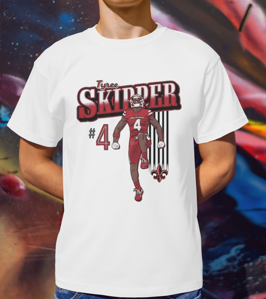 Tyree Skipper #4 Louisiana Ragin’ Cajuns Football Fleur-de-Lis T-Shirt