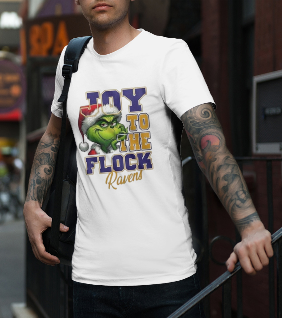 Joy To The Flock Ravens Merry Christmas The Grinch T-Shirt