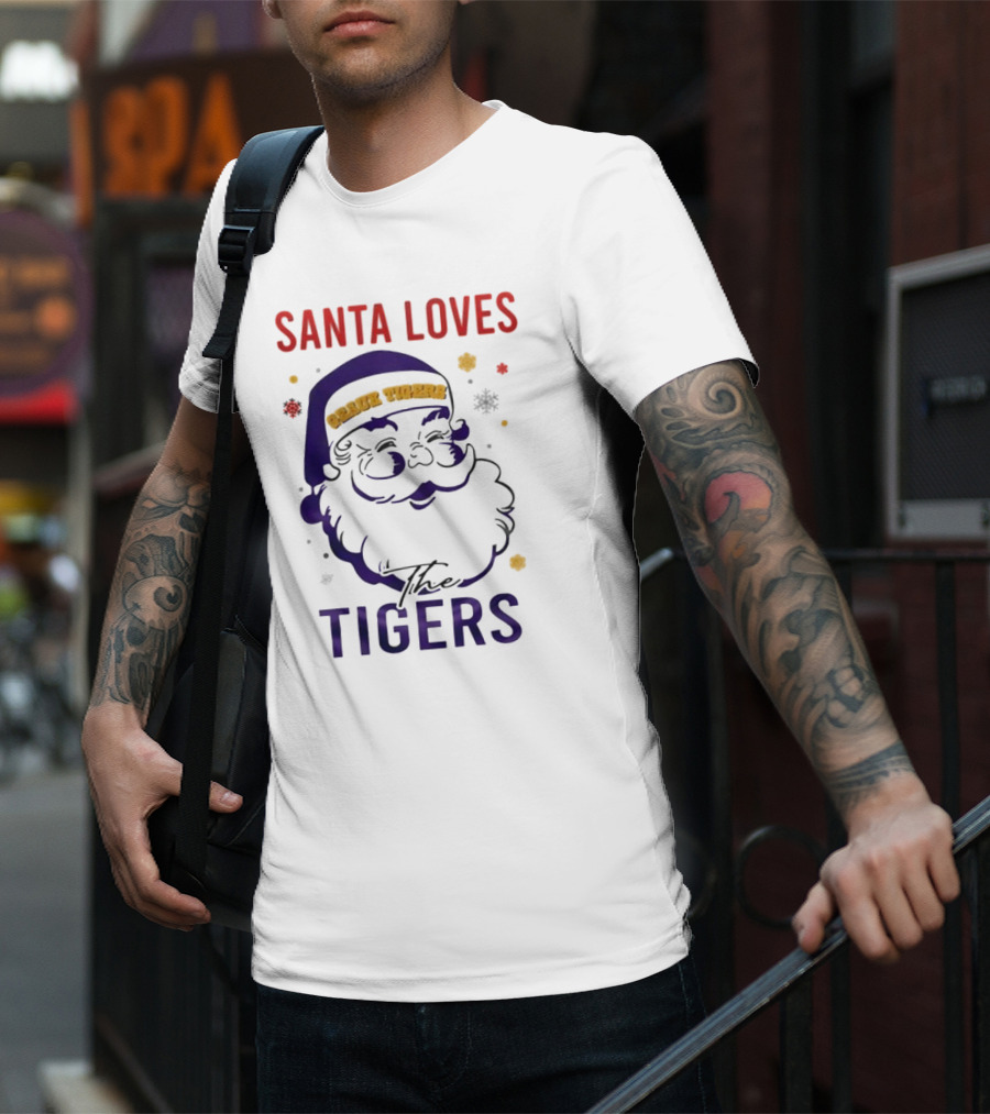 Santa Loves The LSU Tigers Christmas T-Shirt
