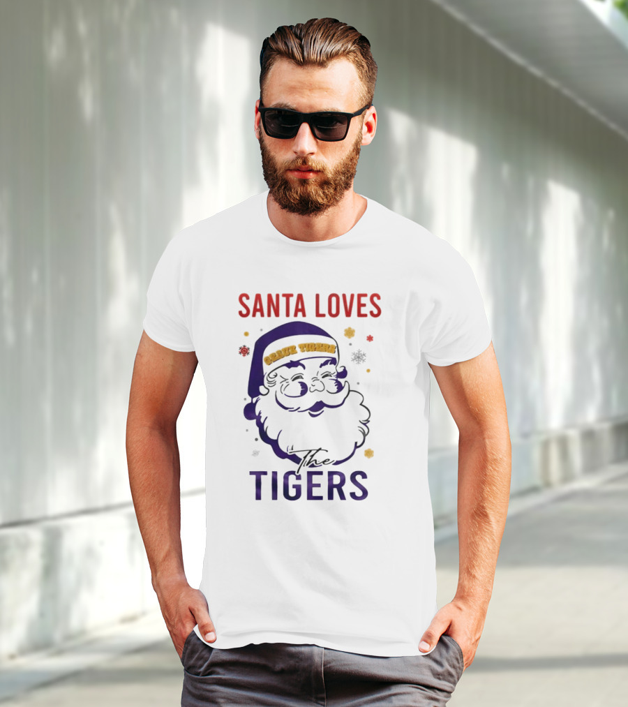 Santa Loves The LSU Tigers Christmas T-Shirt