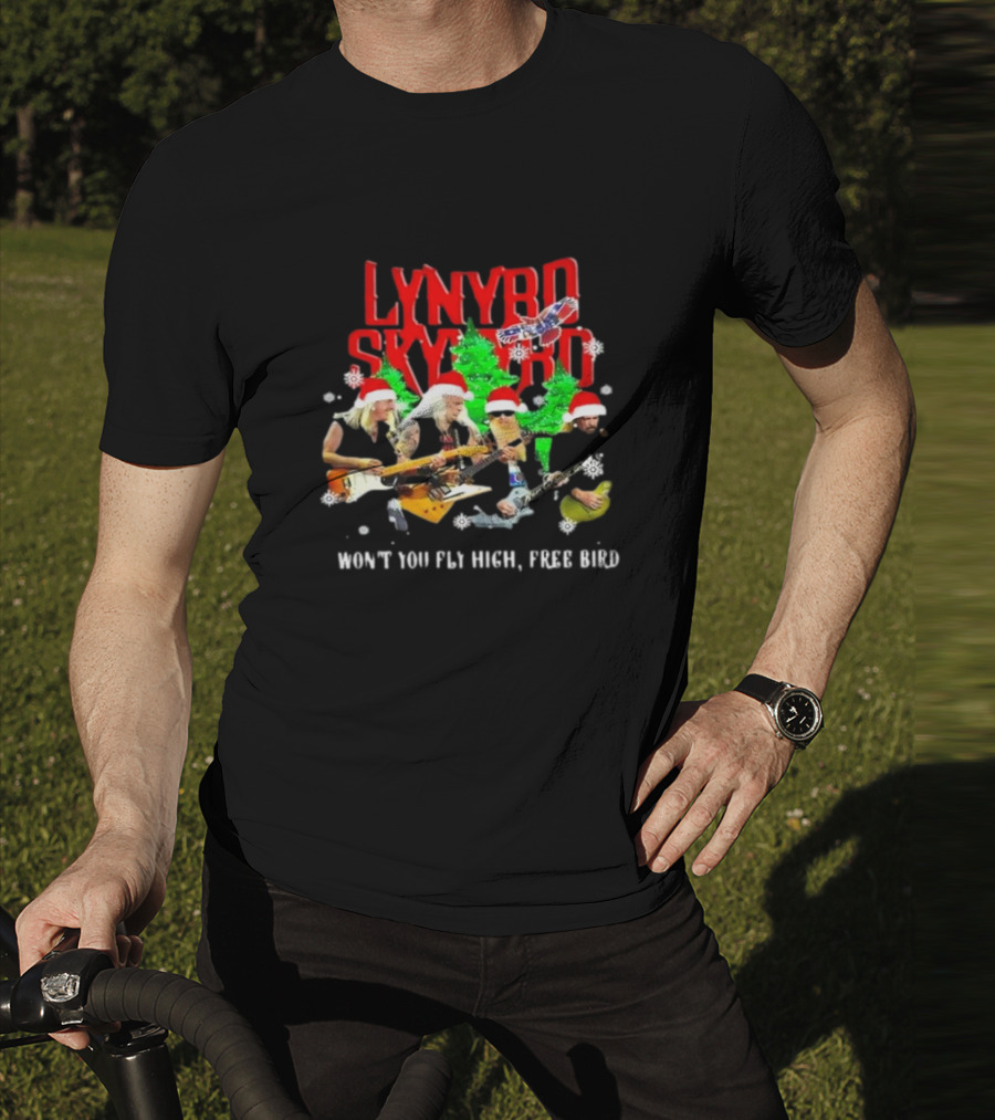 Lynyrd Skynyrd Won’t You Fly High Free Bird Christmas Holiday Band Santa Hats T-Shirt