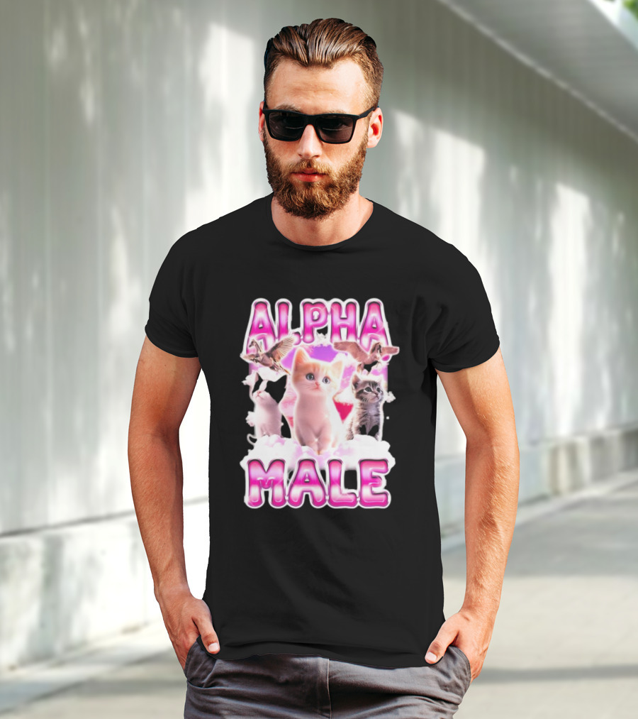 Notsafeforwear Alpha Male Cute Kittens And Birds T-Shirt