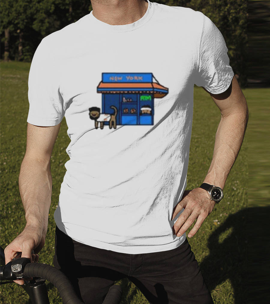 New York Bodega Kat With Blue Storefront And ATM T-Shirt