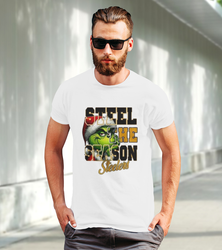 Steel The Season The Grinch Pittsburgh Steelers Merry Christmas T-Shirt