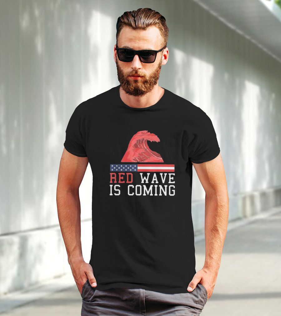 Red Wave Is Coming American Flag Wave T-Shirt