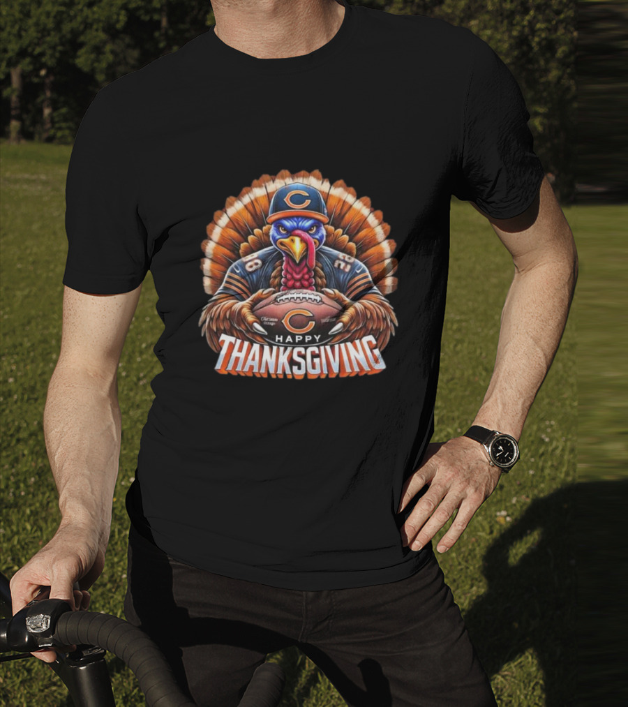 Happy Thanksgiving Chicago Bears Turkey Football T-Shirt