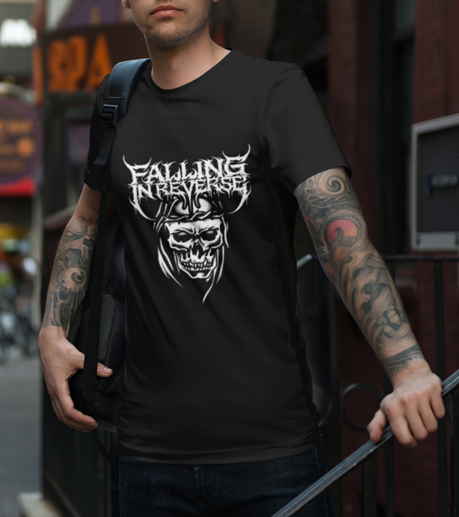 Falling In Reverse Skull Graphic Black T-Shirt