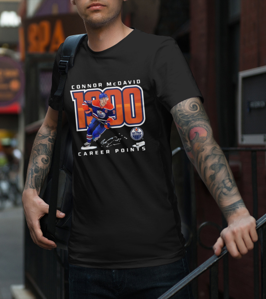 Connor McDavid 1000 Career Points Edmonton Oilers T-Shirt