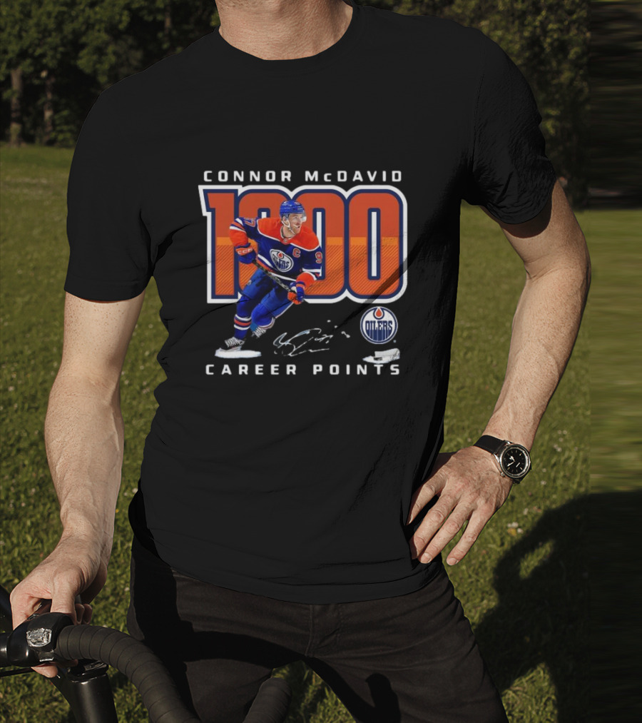 Connor McDavid 1000 Career Points Edmonton Oilers T-Shirt
