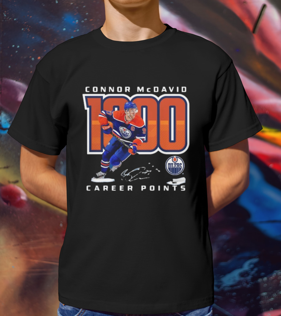Connor McDavid 1000 Career Points Edmonton Oilers T-Shirt