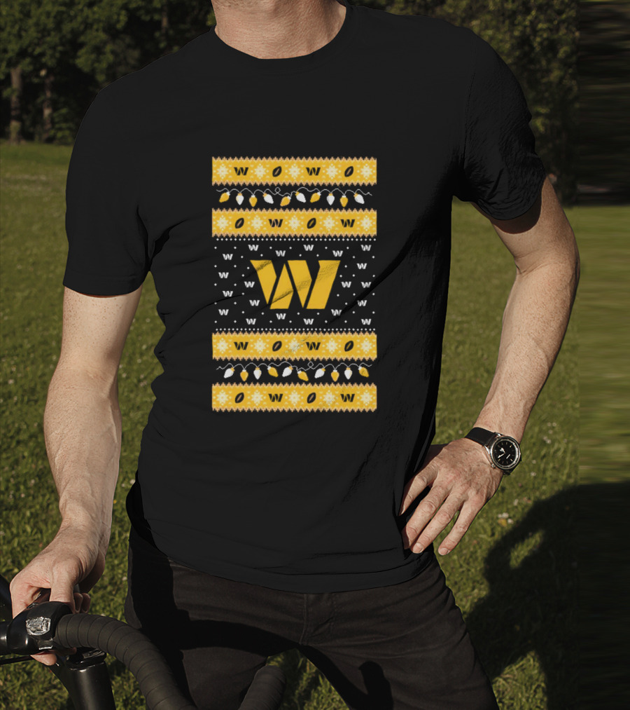 Washington Commanders W Holiday Lights Ugly Sweater Christmas T-Shirt