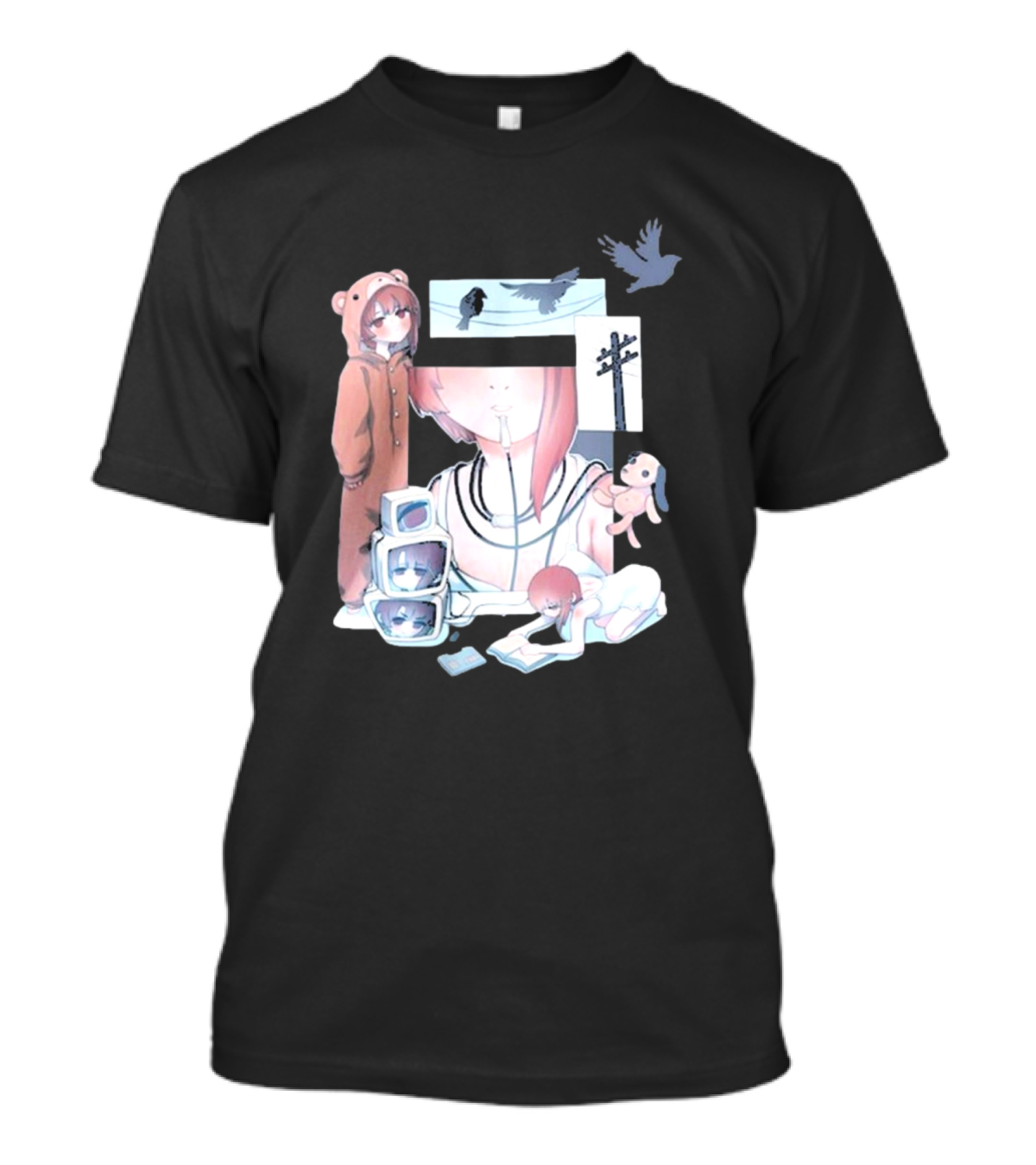Serial Experiments Lain Surreal Imagery With Teddy Suit And Vintage Electronics T-Shirt
