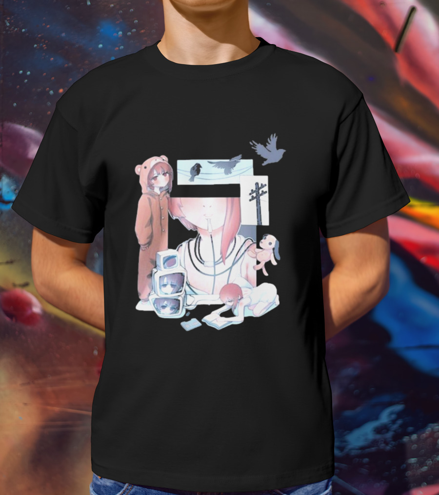 Serial Experiments Lain Surreal Imagery With Teddy Suit And Vintage Electronics T-Shirt