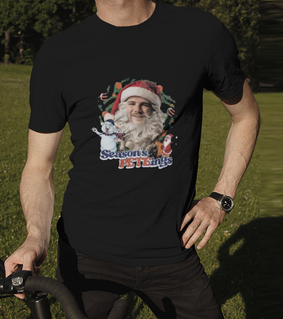Santa Season's Peteings Christmas Polar Bear NYC Holiday T-Shirt