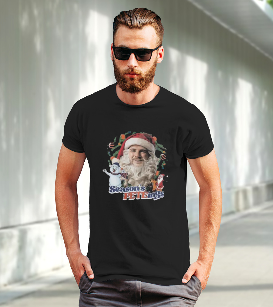 Santa Season's Peteings Christmas Polar Bear NYC Holiday T-Shirt