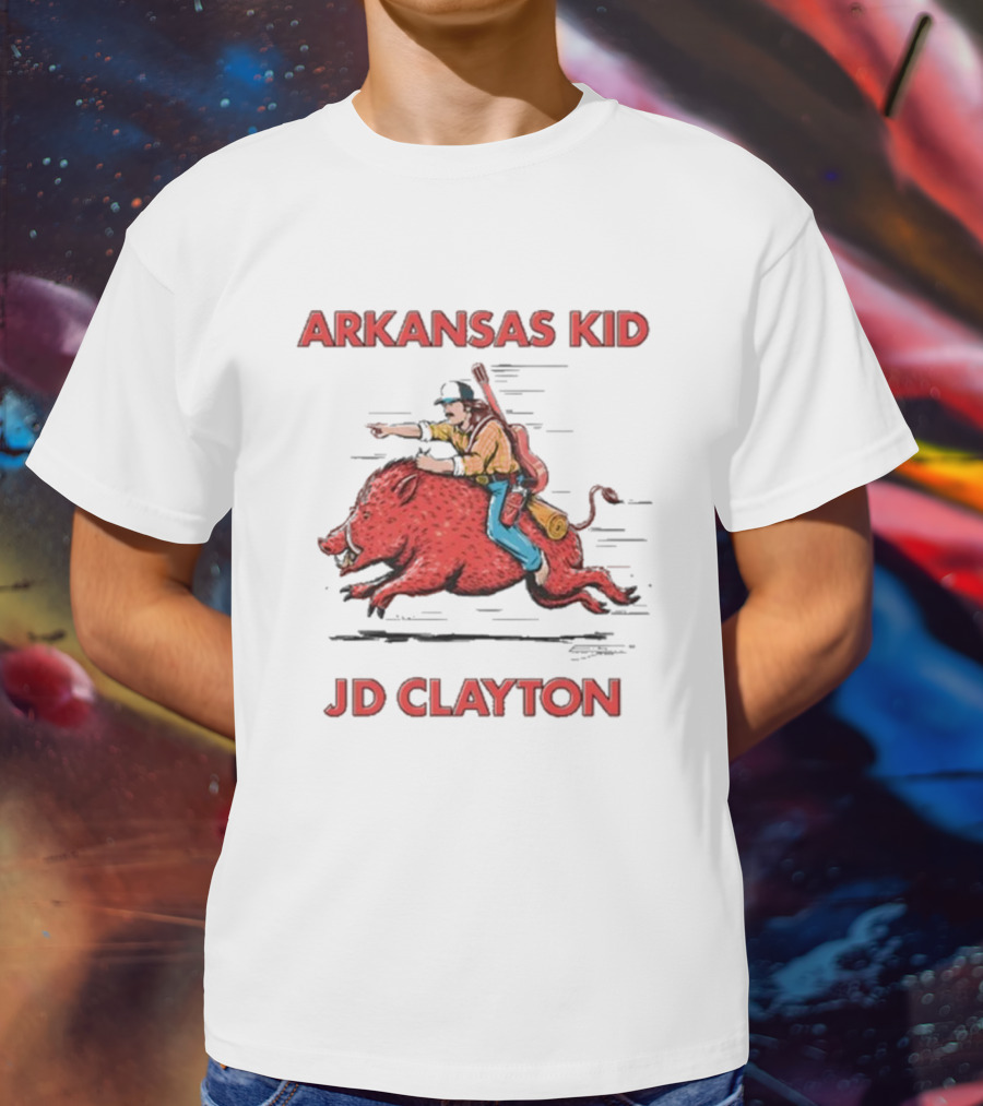 JD Clayton Arkansas Kid Riding Wild Hog Tour T-Shirt