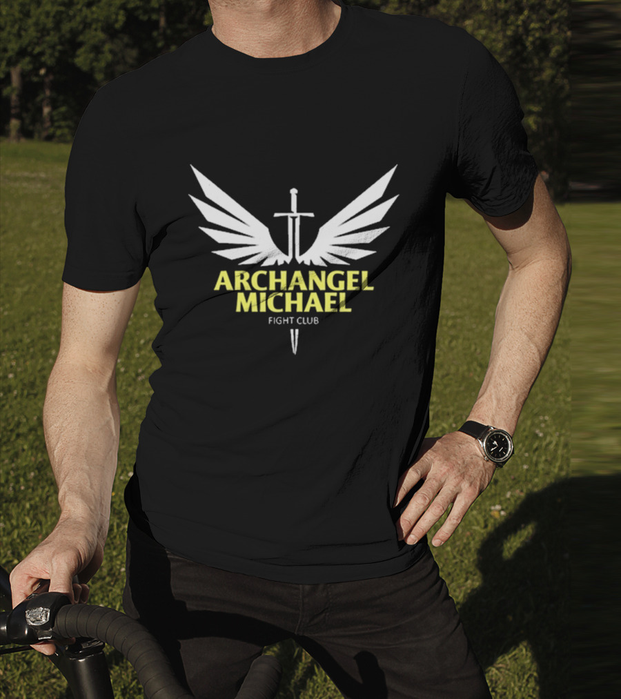 Archangel Michael Sword Wings Emblem Fight Club T-Shirt
