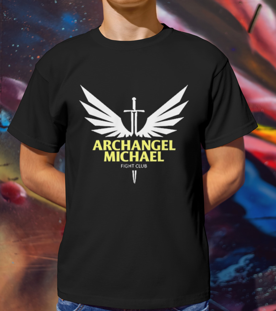 Archangel Michael Sword Wings Emblem Fight Club T-Shirt