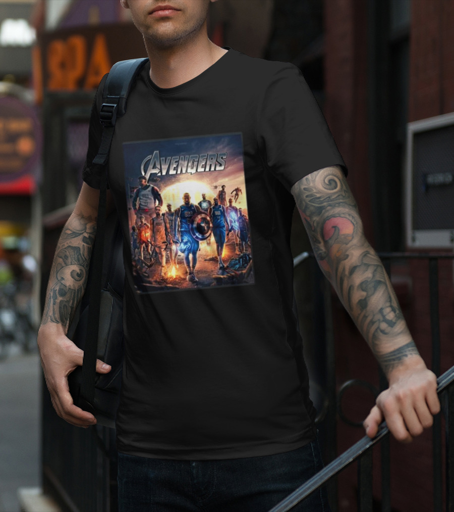 Bronny USA Basketball Avengers Crossover Superhero Team T-Shirt