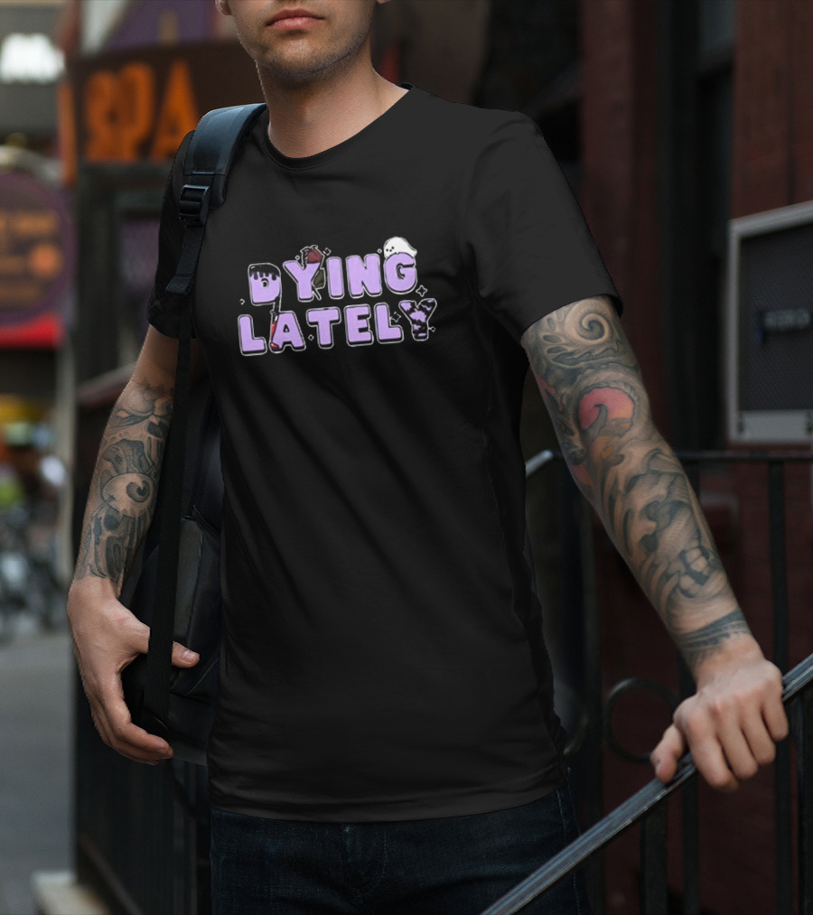 Iamjakehill Dying Lately Ghost Rose Dripping Red Blood Purple Letters T-Shirt