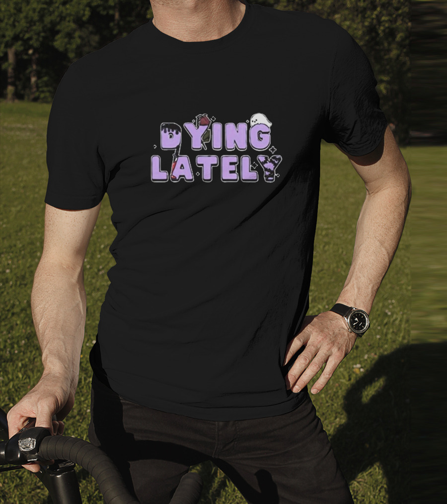 Iamjakehill Dying Lately Ghost Rose Dripping Red Blood Purple Letters T-Shirt