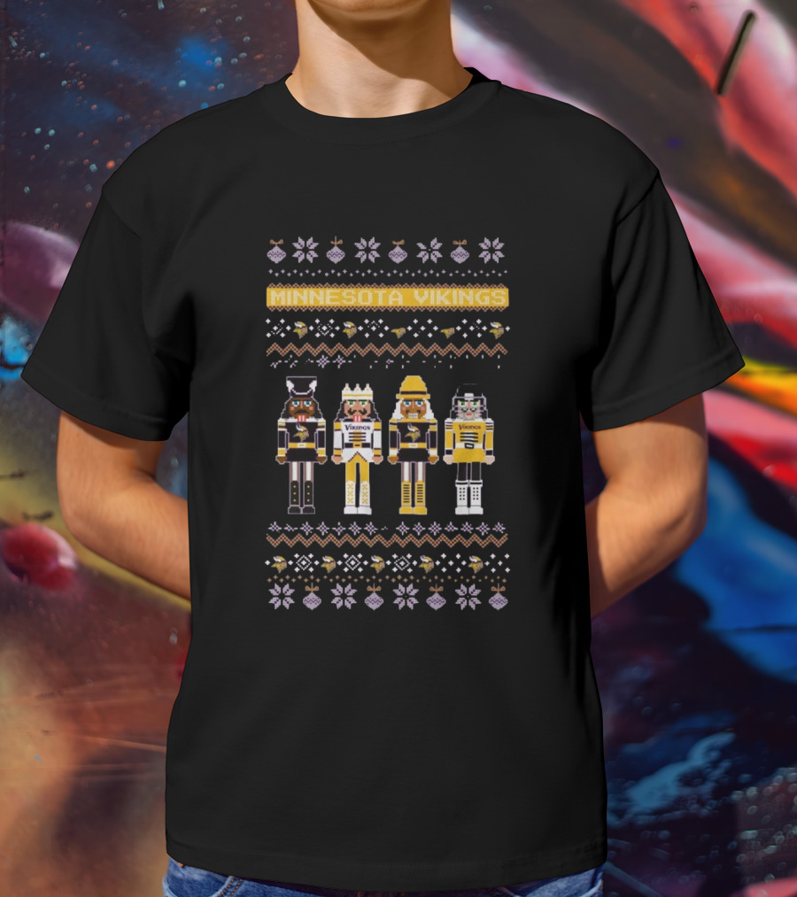 Minnesota Vikings NFL Ugly Christmas Sweater Nutcracker Holiday T-Shirt