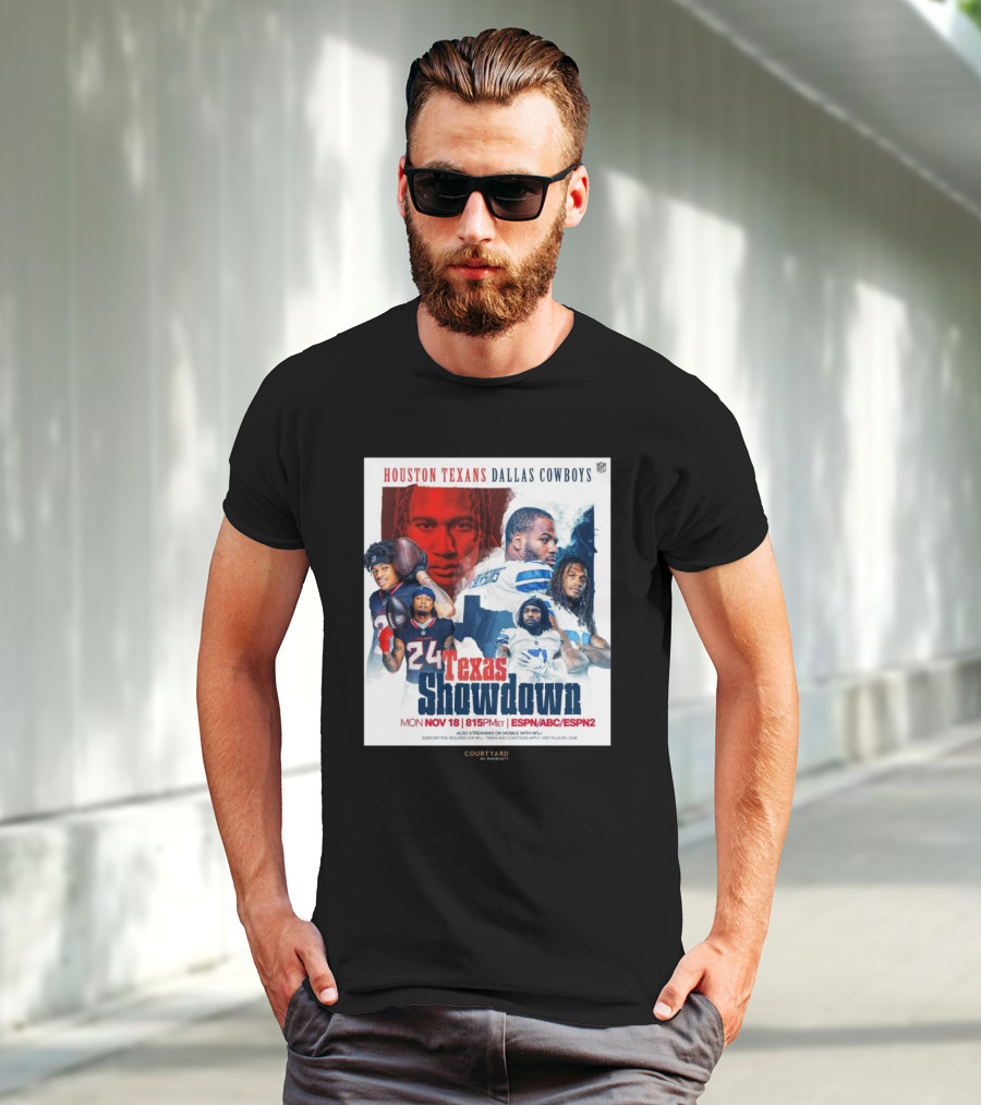 Houston Texans Dallas Cowboys Texas Showdown Mon Nov 18 815PM ET ESPN ABC ESPN2 T-Shirt