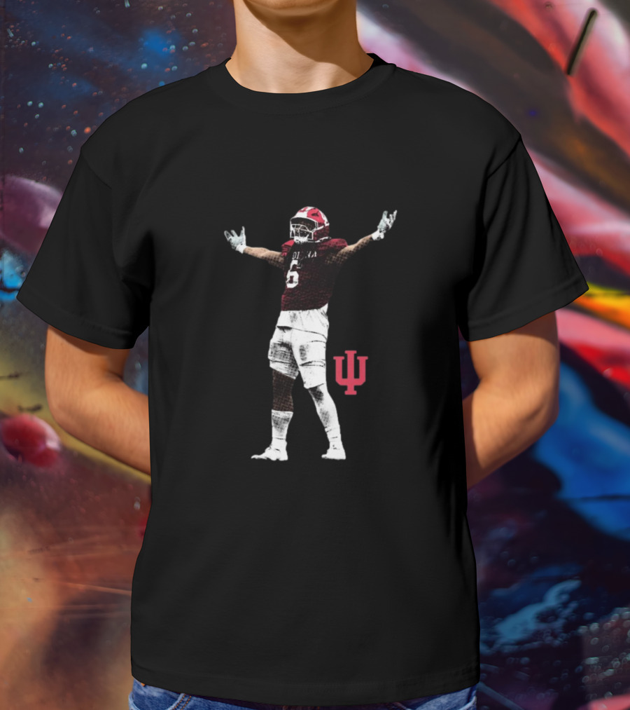 Mikail Kamara Indiana Hoosiers IU Football 3 Helmet T-Shirt