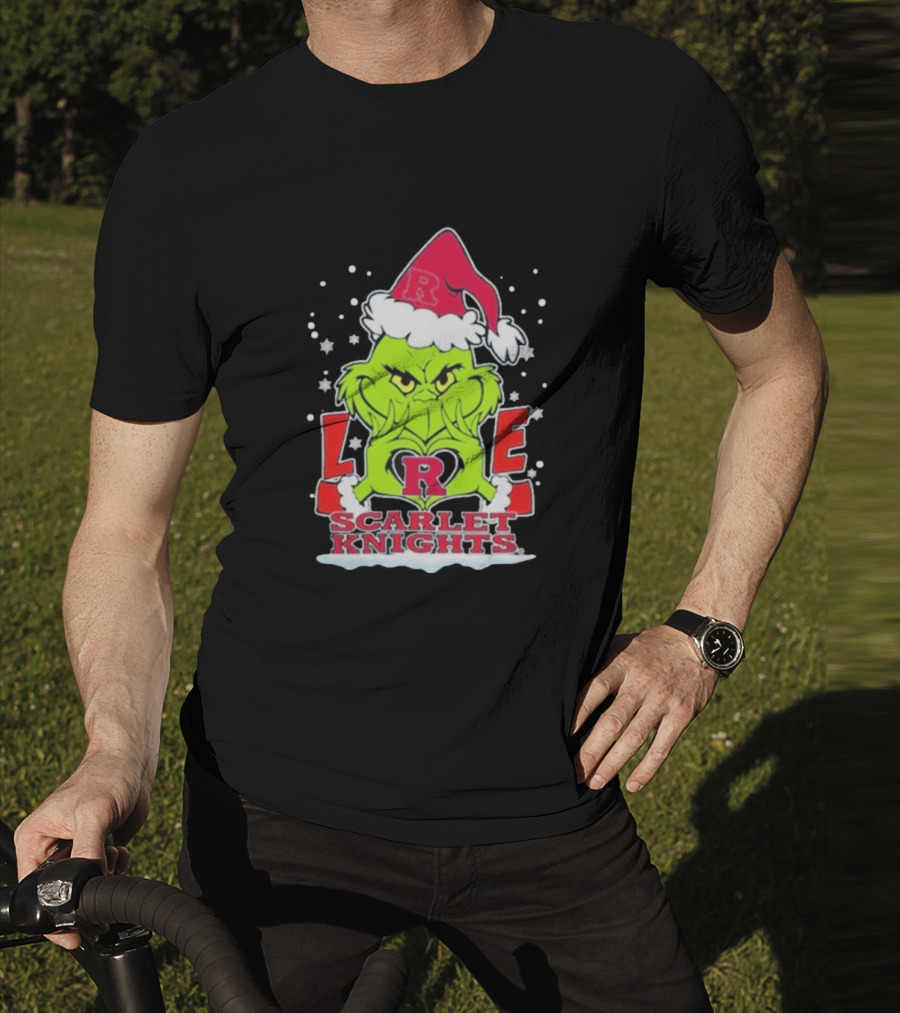 Grinch Love Rutgers Scarlet Knights Football Christmas T-Shirt