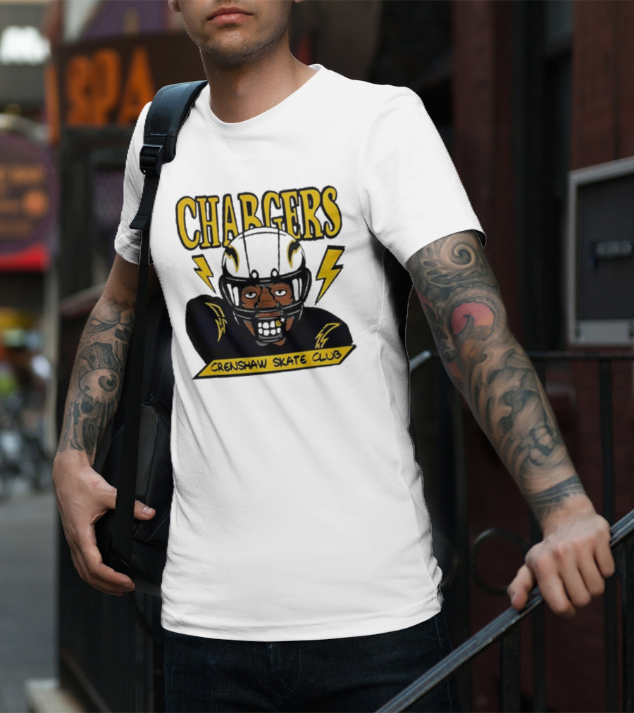 Los Angeles Chargers Crenshaw Skate Club Cartoon Collaboration T-Shirt