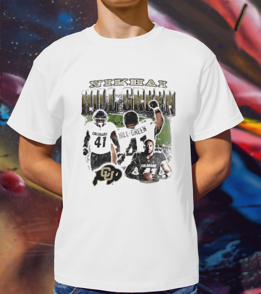 Nikhai Hill Green Colorado Buffaloes 41 Football Reflection 90s T-Shirt