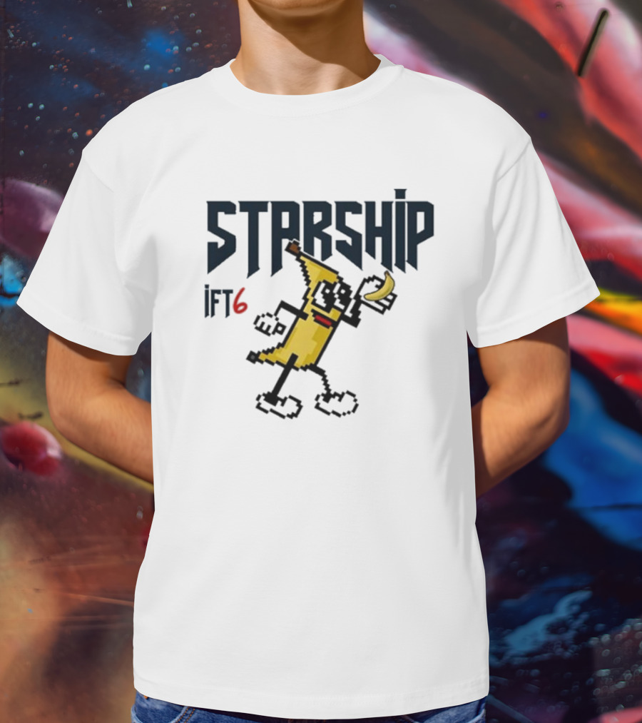 Starship IFT6 Banana Pixel Art Character T-Shirt
