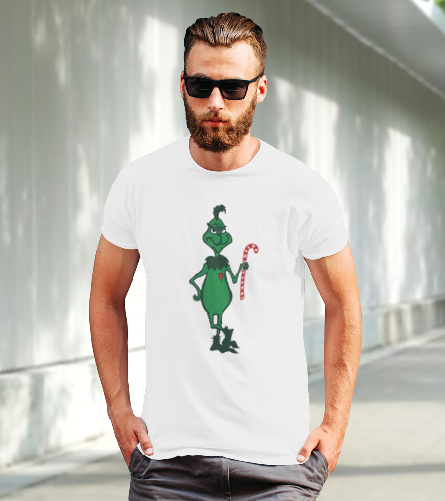 Grinch Holding Candy Cane Trey Anastasio Christmas T-Shirt