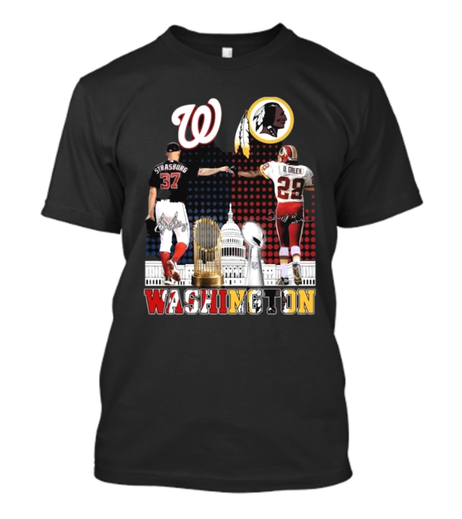 Washington Strasburg D. Green Capitol W Emblems Redskins Thank You For The Memories Signatures T-Shirt