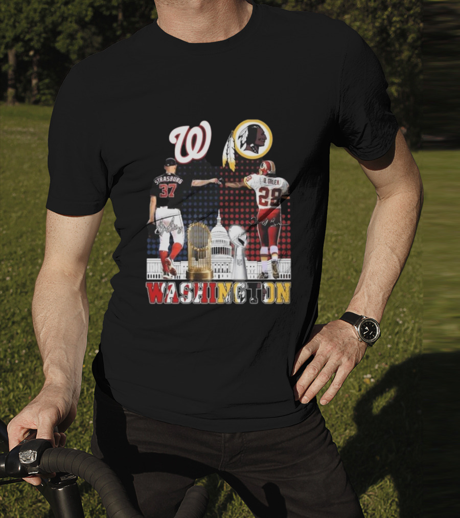Washington Strasburg D. Green Capitol W Emblems Redskins Thank You For The Memories Signatures T-Shirt