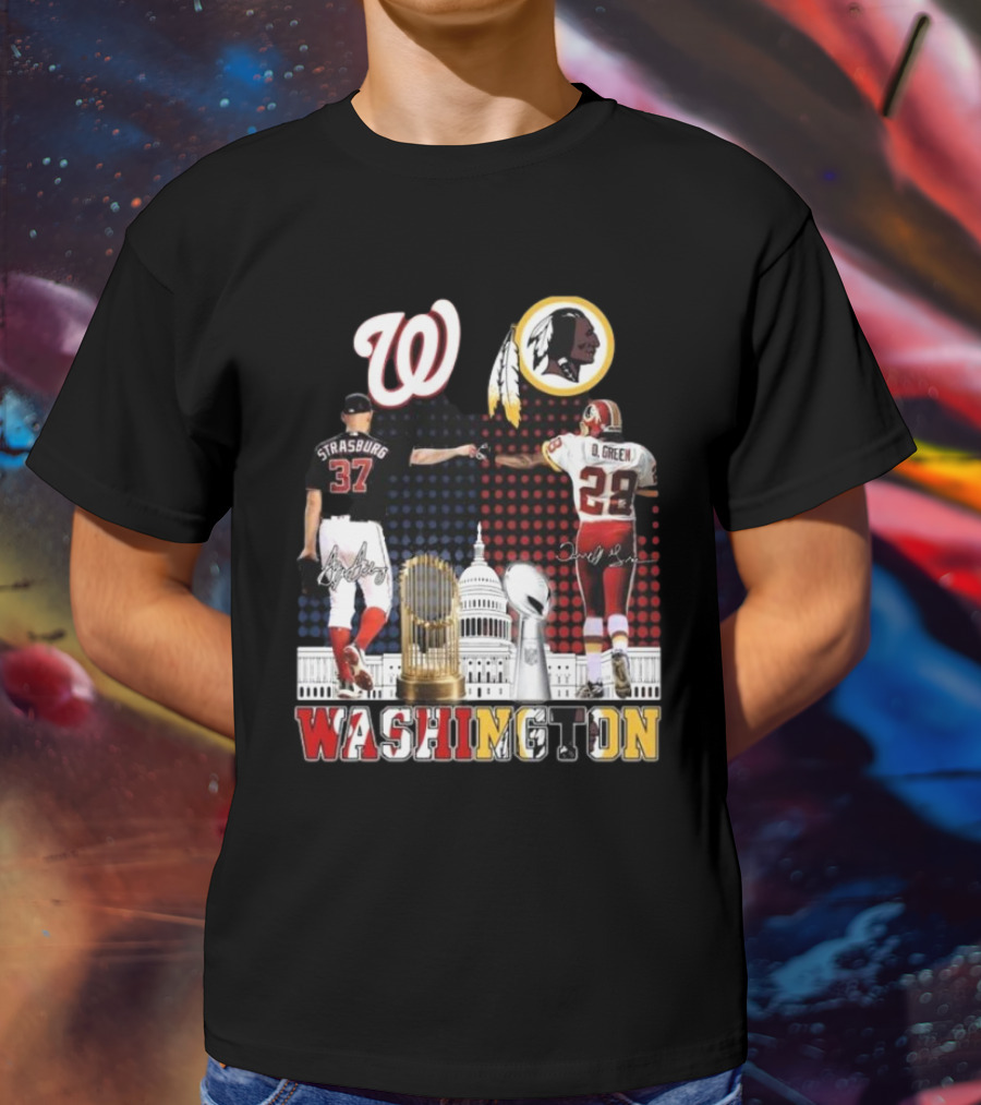 Washington Strasburg D. Green Capitol W Emblems Redskins Thank You For The Memories Signatures T-Shirt